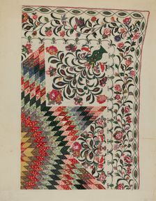 Patchwork and Applique Quilt, 1935/1942. Creator: Mary Berner