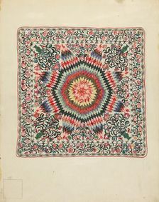 Patchwork and Applique Quilt, 1935/1942. Creator: Irene Schaefer