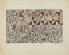 Patchwork Bedspread, c. 1937. Creator: Mary Berner