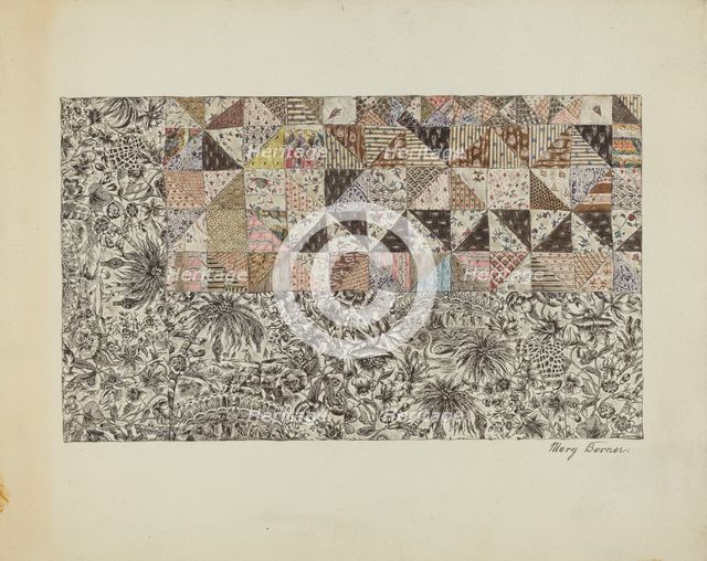 Patchwork Bedspread, c. 1937. Creator: Mary Berner.