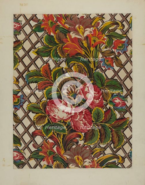 Patchwork Bedspread Material, c. 1936. Creator: Frances Lichten.