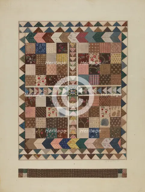 Patchwork Crib Quilt, 1935/1942. Creator: Jules Lefevere.