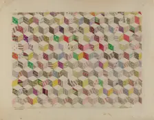 Patchwork for Quilt, c. 1937. Creator: Edith Magnette