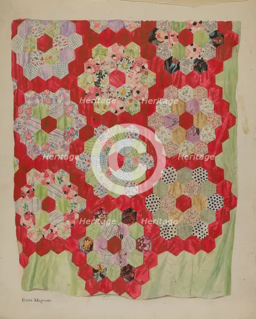 Patchwork for Quilting, c. 1939. Creator: Edith Magnette.