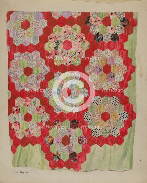 Patchwork for Quilting, c. 1939. Creator: Edith Magnette.