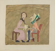 Patchwork Picture: "Gossips", c. 1938. Creator: Carmel Wilson