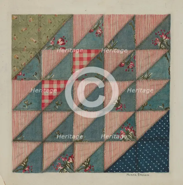 Patchwork Quilt, 1935/1942. Creator: Mona Brown.