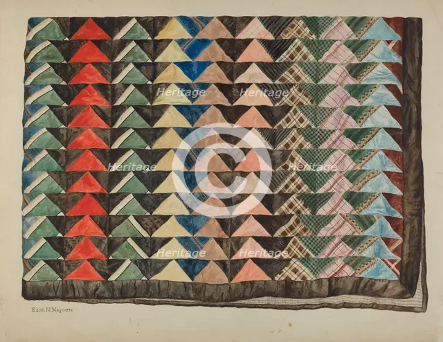 Patchwork Quilt, 1935/1942. Creator: Edith Magnette.