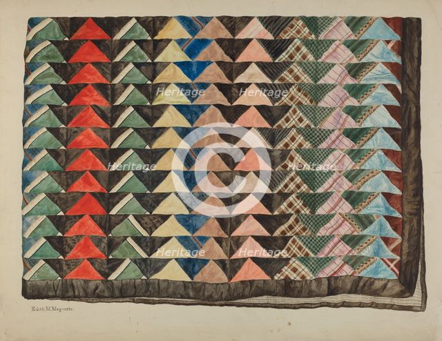 Patchwork Quilt, 1935/1942. Creator: Edith Magnette.