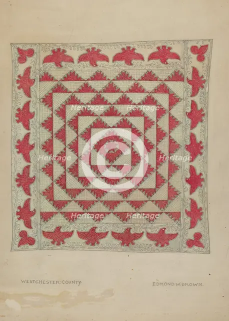 Patchwork Quilt, 1935/1942. Creator: Edmond W. Brown.
