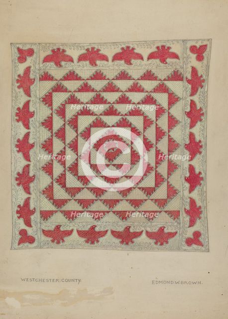 Patchwork Quilt, 1935/1942. Creator: Edmond W. Brown.