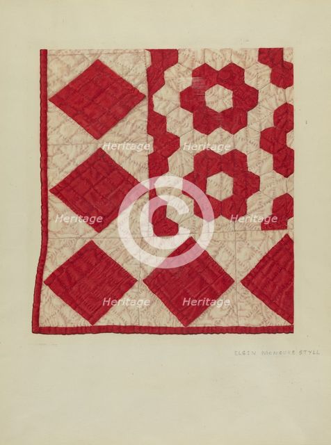 Patchwork Quilt, 1935/1942. Creator: Elgin Moncure Styll.