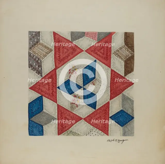Patchwork Quilt, 1935/1942. Creator: Ralph N. Morgan.