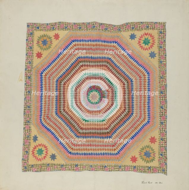 Patchwork Quilt, 1935/1942. Creator: Vincent P. Rosel.