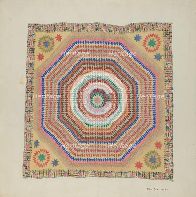 Patchwork Quilt, 1935/1942. Creator: Vincent P. Rosel.