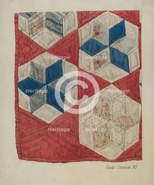 Patchwork Quilt, 1940. Creator: Charles Goodwin.