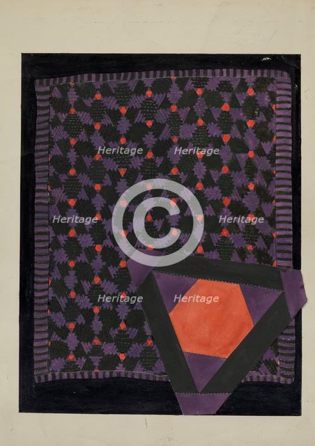 Patchwork Quilt and Detail, c. 1936. Creator: Ellen Duncan.