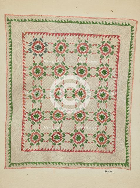 Patchwork Quilt, c. 1936. Creator: Charlotte Winter.