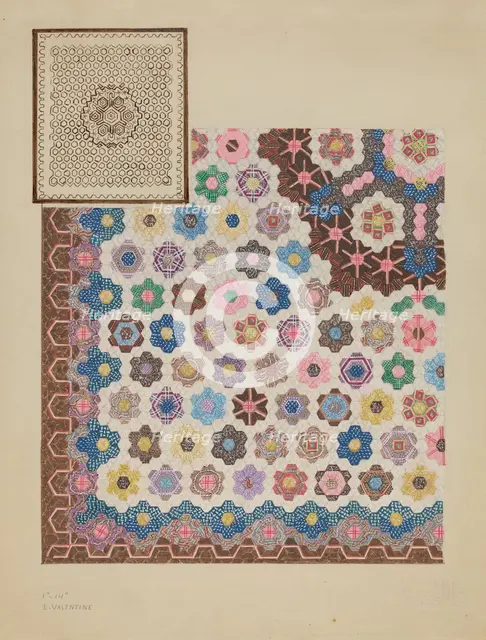 Patchwork Quilt, c. 1936. Creator: Elizabeth Valentine.