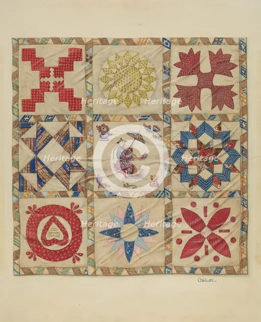 Patchwork Quilt, c. 1937. Creator: Charlotte Winter.