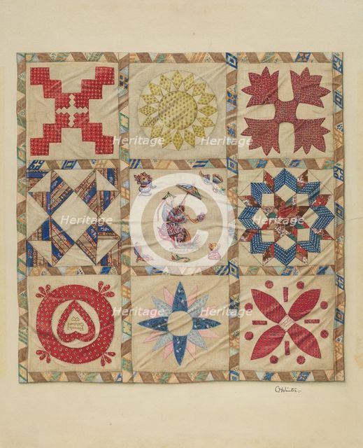 Patchwork Quilt, c. 1937. Creator: Charlotte Winter.