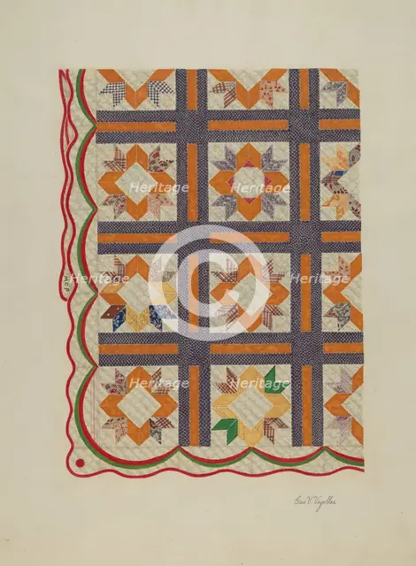 Patchwork Quilt, c. 1937. Creator: George V. Vezolles.
