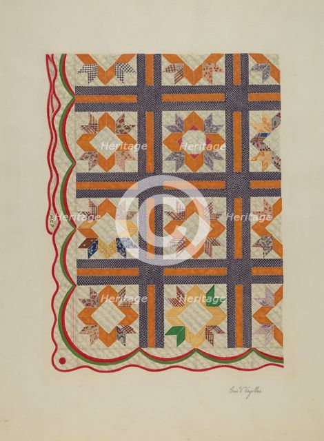 Patchwork Quilt, c. 1937. Creator: George V. Vezolles.