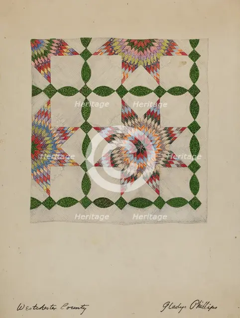 Patchwork Quilt, c. 1937. Creator: Gladys Phillips.