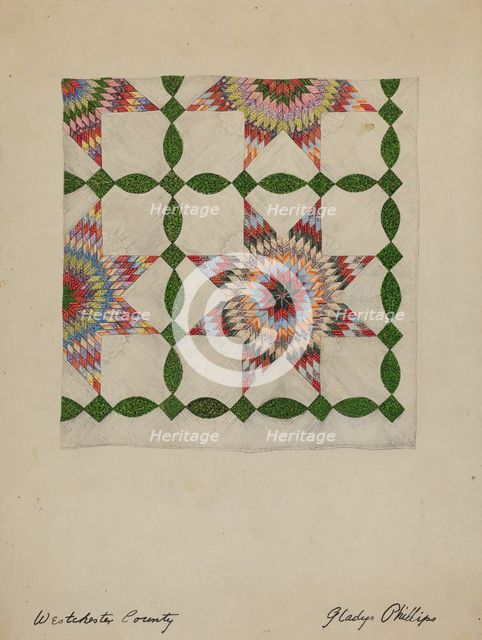 Patchwork Quilt, c. 1937. Creator: Gladys Phillips.