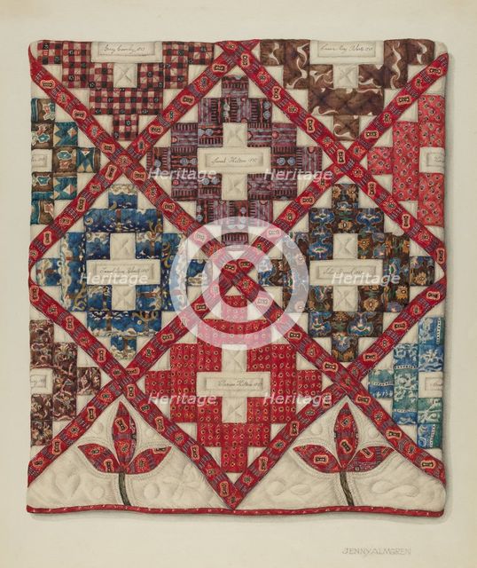 Patchwork Quilt, c. 1938. Creator: Jenny Almgren.