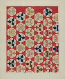 Patchwork Quilt - "Evening Star", c. 1936. Creator: Lon Cronk