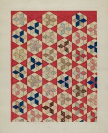 Patchwork Quilt - "Evening Star", c. 1936. Creator: Lon Cronk