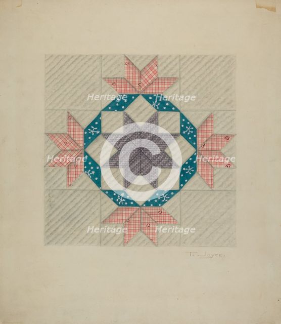 Patchwork Quilt Pattern, 1935/1942. Creator: T. Joyce.