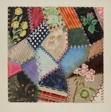 Patchwork Quilt (Section), c. 1937. Creator: Edith Towner