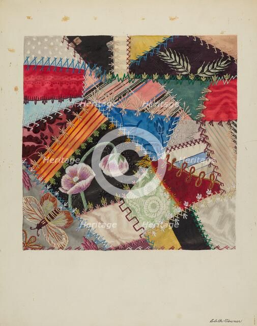 Patchwork Quilt (Section), c. 1937. Creator: Edith Towner.