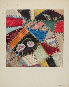 Patchwork Quilt (Section), c. 1937. Creator: Edith Towner