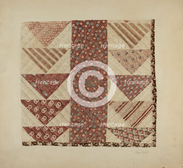 Patchwork Quilt (Section), c. 1938. Creator: Henry Granet.