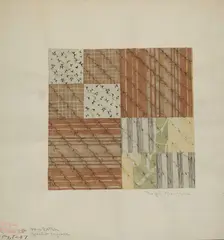 Patchwork Quilt Squares (4), c. 1941. Creator: Ralph N. Morgan