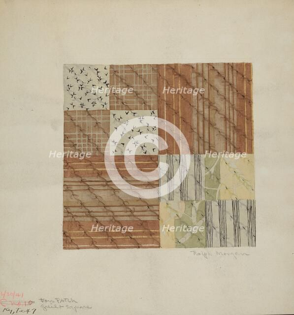 Patchwork Quilt Squares (4), c. 1941. Creator: Ralph N. Morgan.