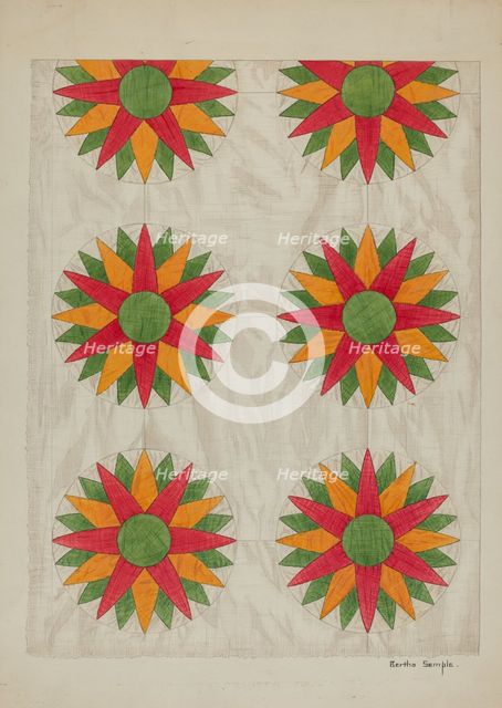 Patchwork Quilt - Top, c. 1937. Creator: Bertha Semple.