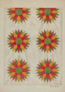 Patchwork Quilt - Top, c. 1937. Creator: Bertha Semple