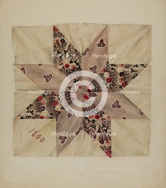 Patchwork Quilting, 1939. Creator: Harvey Thoss.