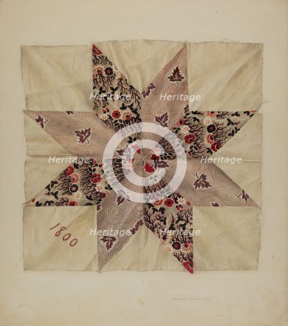 Patchwork Quilting, 1939. Creator: Harvey Thoss.