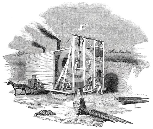 Patent American steam pile-driving engine, 1844. Creator: Unknown.