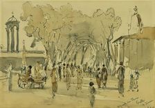 Path to the gate in Point de Galle on Ceylon (Sri Lanka), 1858. Creator: Joseph Selleny