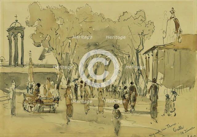 Path to the gate in Point de Galle on Ceylon (Sri Lanka), 1858. Creator: Joseph Selleny.