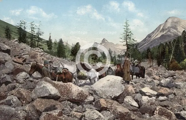 Path Along a Rock Field in the Valley of the Kuragan River, a Tributary of the Katun..., 1911-1913. Creator: Sergei Ivanovich Borisov.
