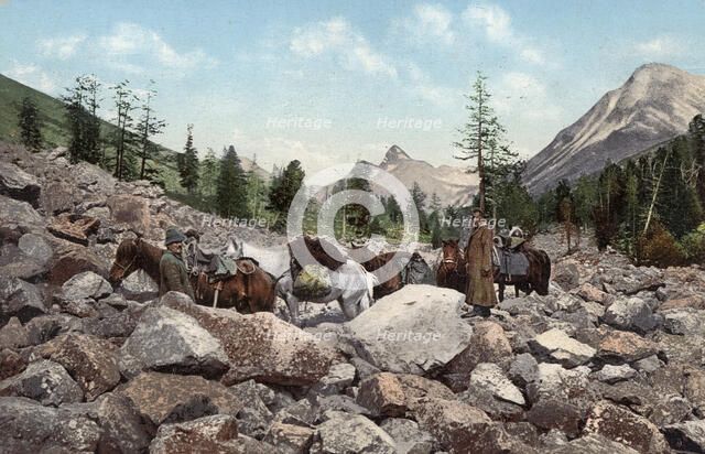 Path Along a Rock Field in the Valley of the Kuragan River, a Tributary of the Katun..., 1911-1913. Creator: Sergei Ivanovich Borisov.