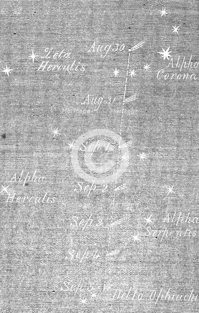 Path of Rosa's comet from Aug, 30 to Sept. 5, 1862. Creator: Unknown.