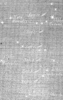 Path of Rosa's comet from Aug, 30 to Sept. 5, 1862. Creator: Unknown